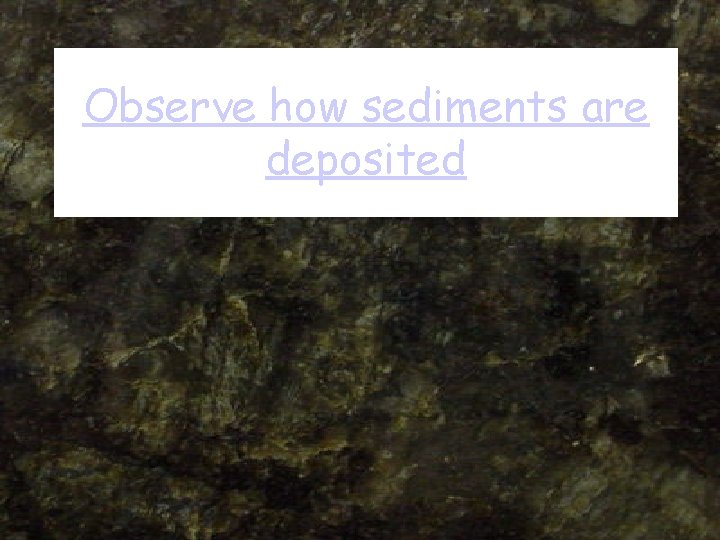 Observe how sediments are deposited 