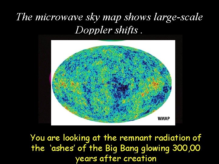 The microwave sky map shows large-scale Doppler shifts. You are looking at the remnant