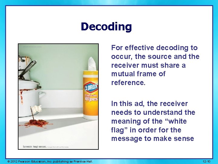 Decoding For effective decoding to occur, the source and the receiver must share a Decoding For effective decoding to occur, the source and the receiver must share a