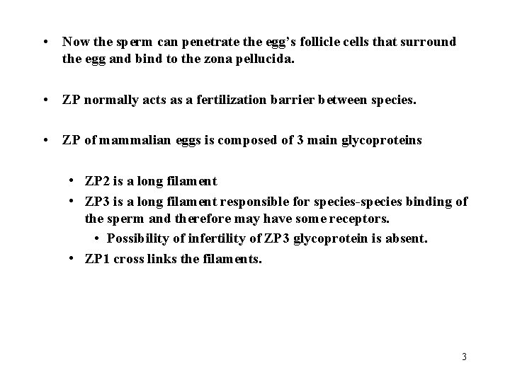  • Now the sperm can penetrate the egg’s follicle cells that surround the