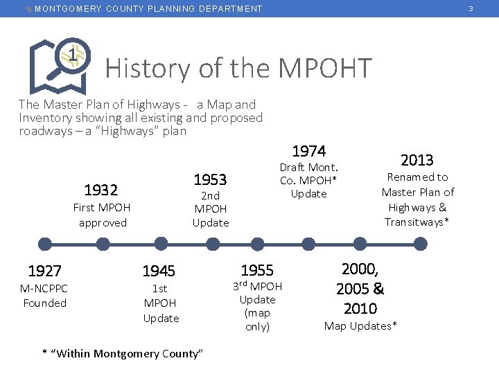 MONTGOMERY COUNTY PLANNING DEPARTMENT 1 3 History of the MPOHT The Master Plan of
