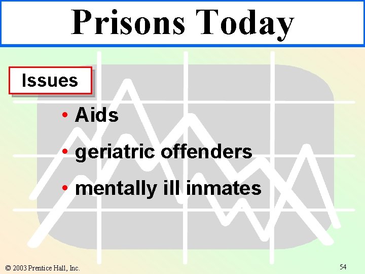 Prisons Today Issues • Aids • geriatric offenders • mentally ill inmates © 2003