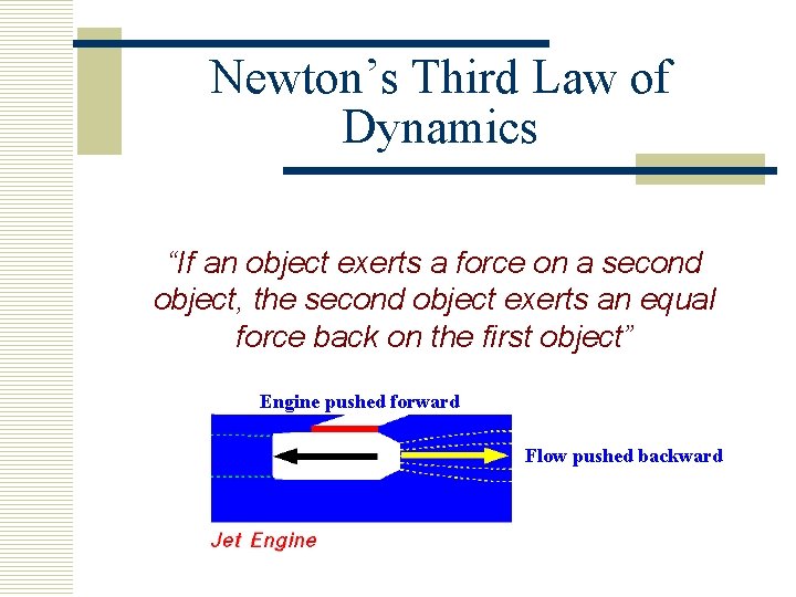 Newton’s Third Law of Dynamics “If an object exerts a force on a second