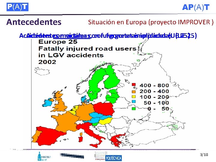 Antecedentes Situación en Europa (proyecto IMPROVER ) Accidentes con mortales víctimas, con furgonetas implicadas