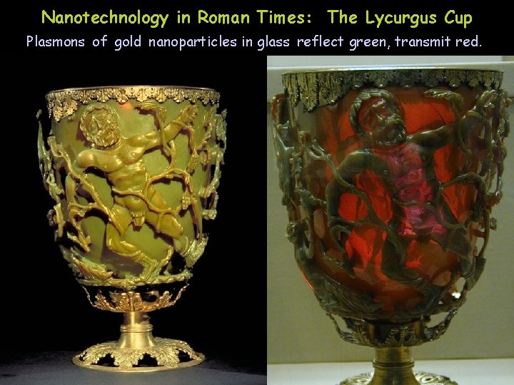 Nanotechnology in Roman Times: The Lycurgus Cup Plasmons of gold nanoparticles in glass reflect
