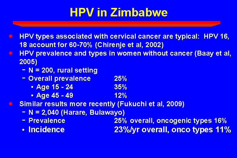 HPV in Zimbabwe · · · HPV types associated with cervical cancer are typical: