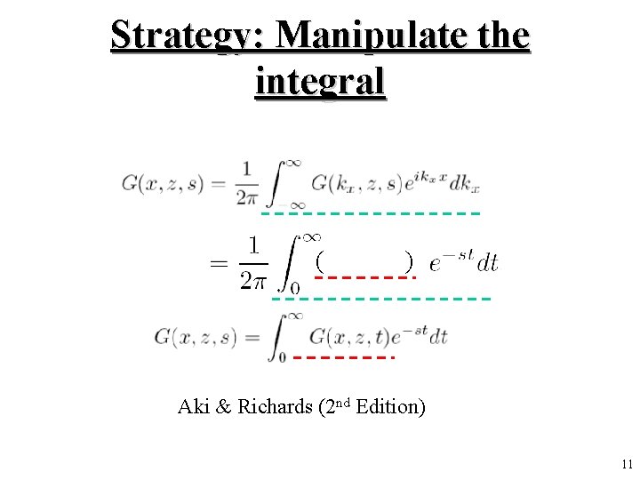Strategy: Manipulate the integral ( ) Aki & Richards (2 nd Edition) 11 