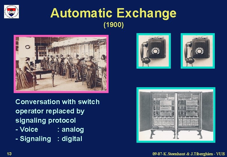 Automatic Exchange (1900) Conversation with switch operator replaced by signaling protocol - Voice :