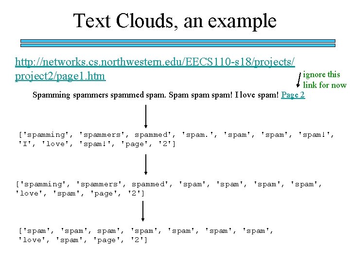 Text Clouds, an example http: //networks. cs. northwestern. edu/EECS 110 -s 18/projects/ project 2/page