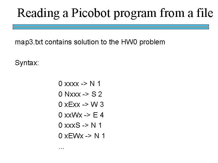 Reading a Picobot program from a file map 3. txt contains solution to the