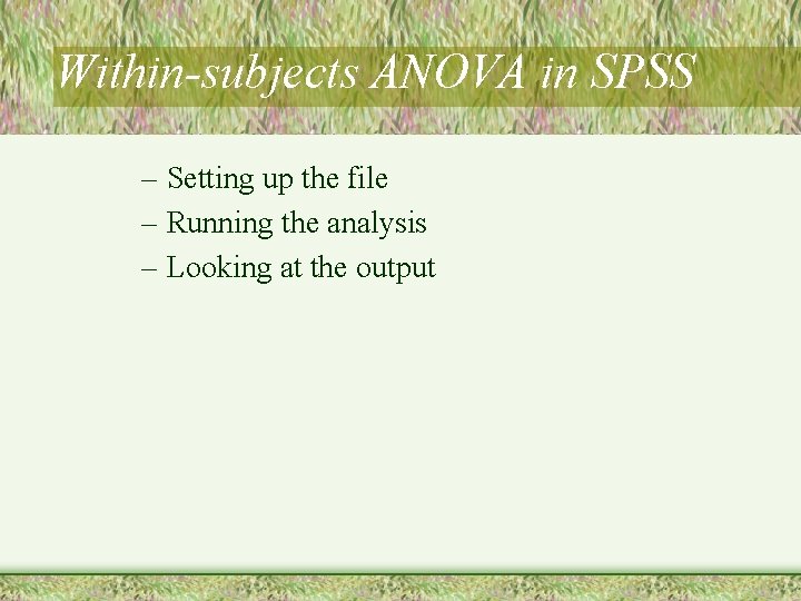 Within-subjects ANOVA in SPSS – Setting up the file – Running the analysis –