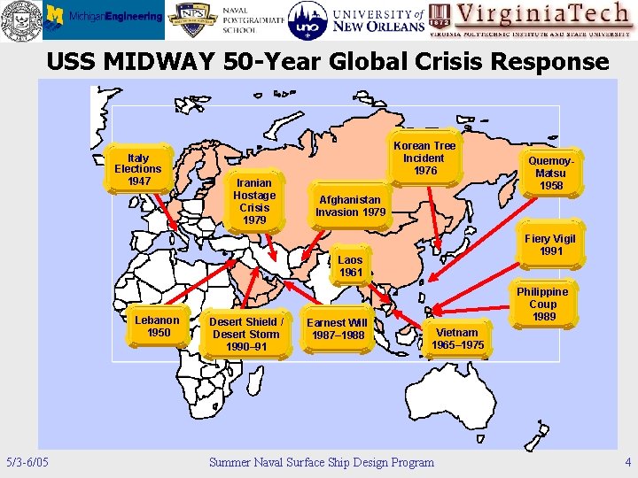 USS MIDWAY 50 -Year Global Crisis Response Italy Elections 1947 Korean Tree Incident 1976