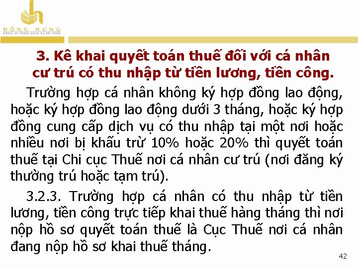 3. Kê khai quyết toán thuế đối với cá nhân cư trú có thu