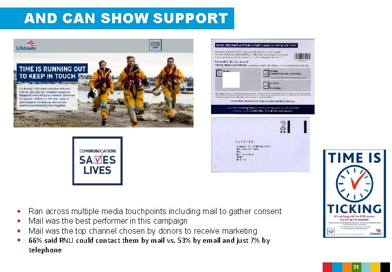 AND CAN SHOW SUPPORT § § Ran across multiple media touchpoints including mail to
