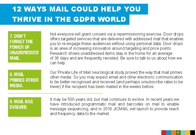 12 WAYS MAIL COULD HELP YOU THRIVE IN THE GDPR WORLD Not everyone will