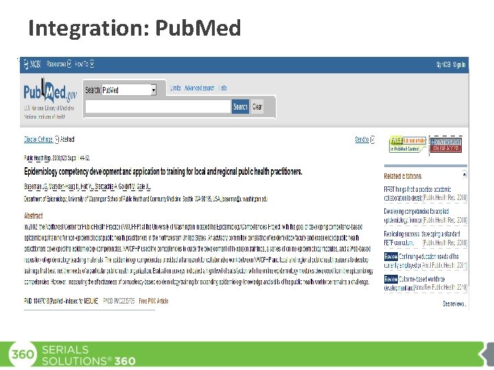 Integration: Pub. Med 