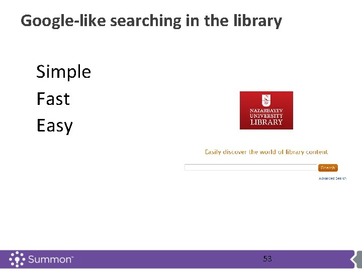 Google-like searching in the library Simple Fast Easy 53 