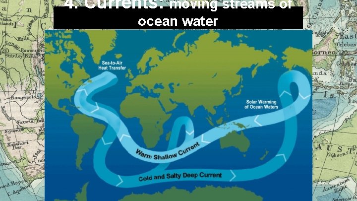 4. Currents: moving streams of ocean water 