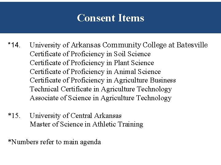 Consent Items *14. University of Arkansas Community College at Batesville Certificate of Proficiency in Consent Items *14. University of Arkansas Community College at Batesville Certificate of Proficiency in