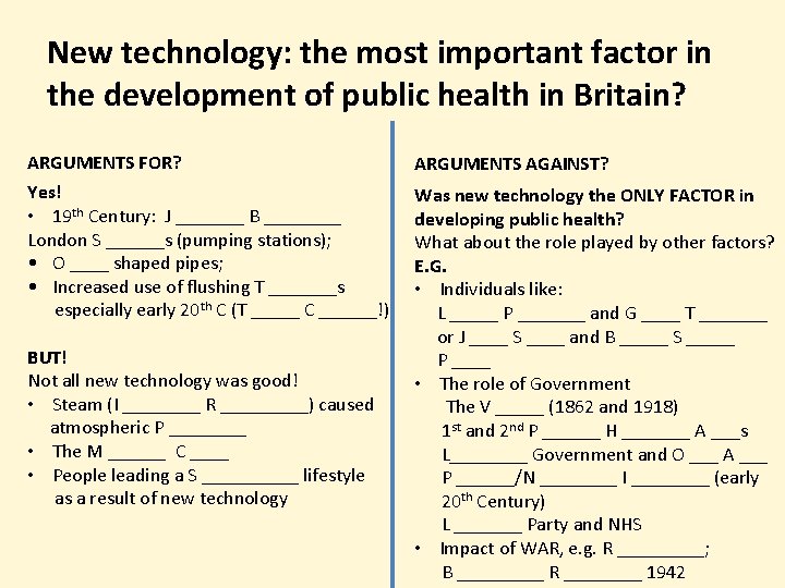 New technology: the most important factor in the development of public health in Britain?