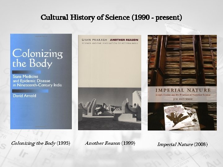 Cultural History of Science (1990 - present) Colonizing the Body (1993) Another Reason (1999)