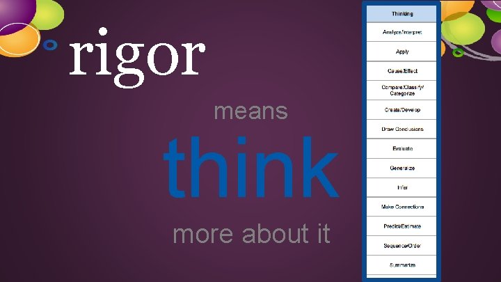 rigor means think more about it 