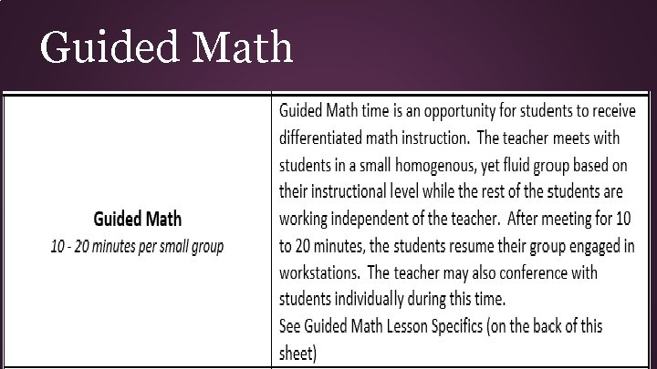 Guided Math 