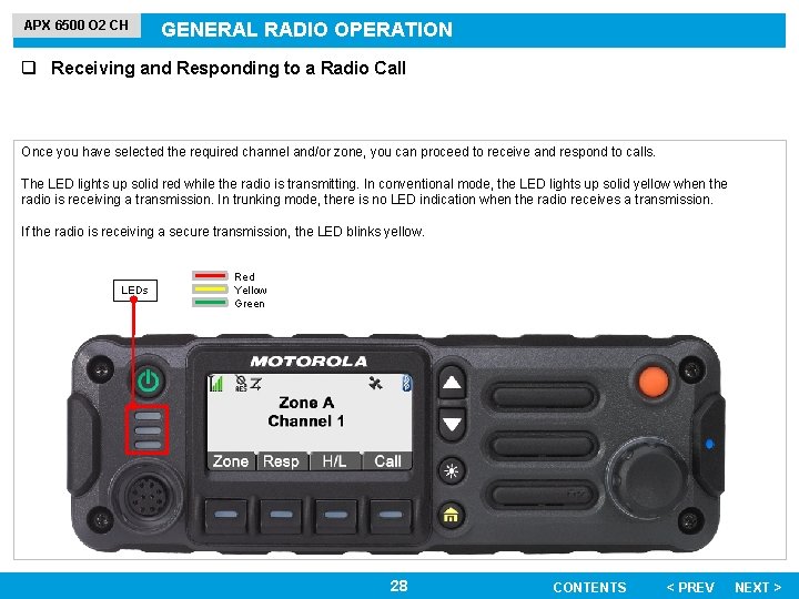 APX 6500 O 2 CH GENERAL RADIO OPERATION q Receiving and Responding to a