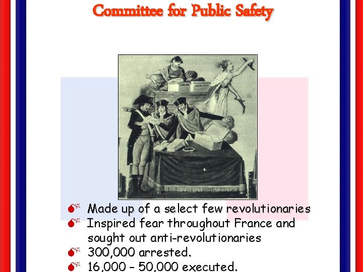 Committee for Public Safety M Made up of a select few revolutionaries M Inspired