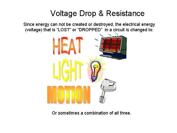 Voltage Drop & Resistance Since energy can not be created or destroyed, the electrical
