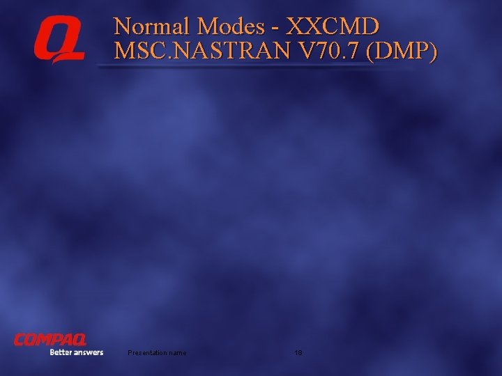 Normal Modes - XXCMD MSC. NASTRAN V 70. 7 (DMP) Better answers Presentation name