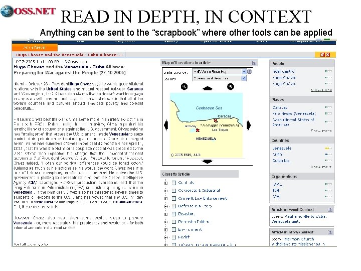 READ IN DEPTH, IN CONTEXT Anything can be sent to the “scrapbook” where other