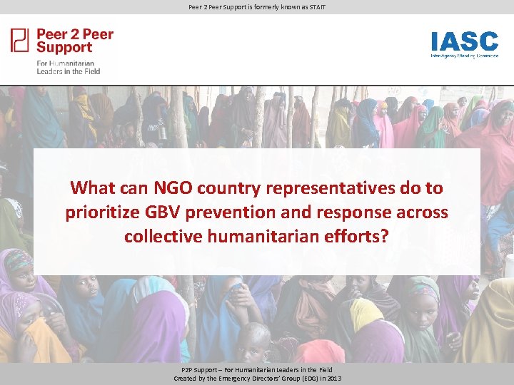 Peer 2 Peer Support is formerly known as STAIT What can NGO country representatives