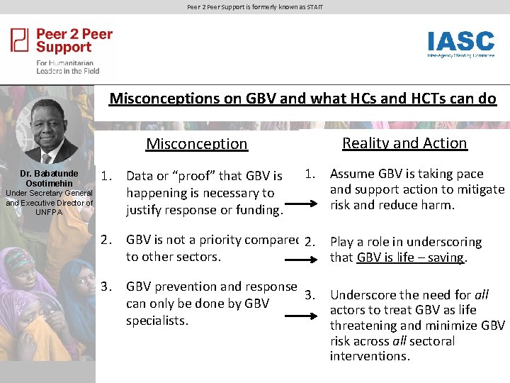 Peer 2 Peer Support is formerly known as STAIT Misconceptions on GBV and what