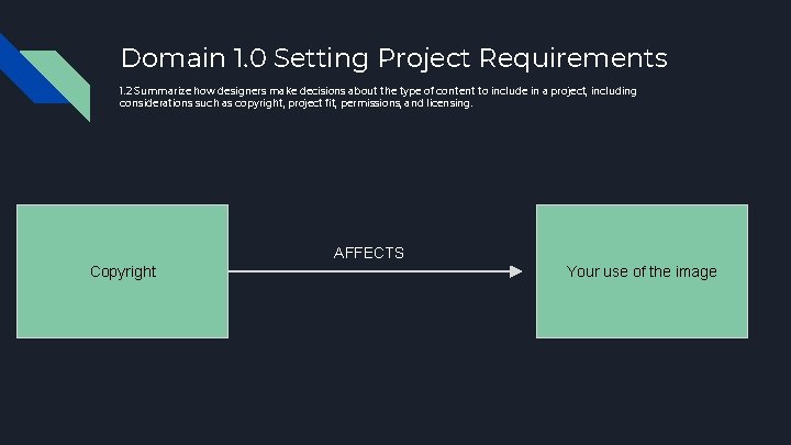 Domain 1. 0 Setting Project Requirements 1. 2 Summarize how designers make decisions about