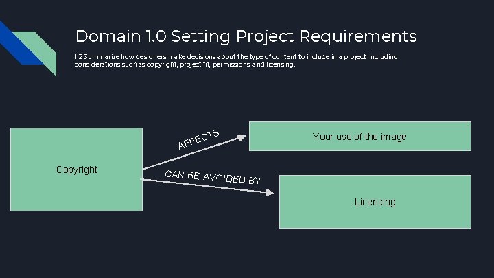 Domain 1. 0 Setting Project Requirements 1. 2 Summarize how designers make decisions about