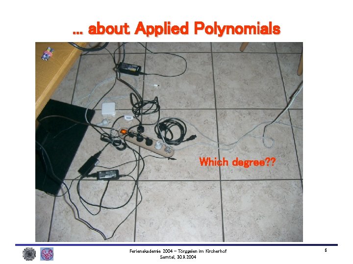 . . . about Applied Polynomials Which degree? ? Ferienakademie 2004 – Törggelen im