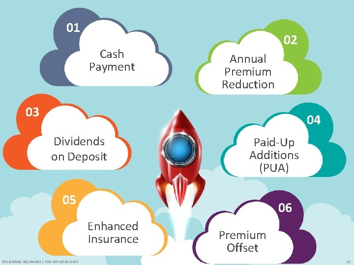 01 Cash Payment 02 Annual Premium Reduction 03 04 Dividends on Deposit Paid-Up Additions