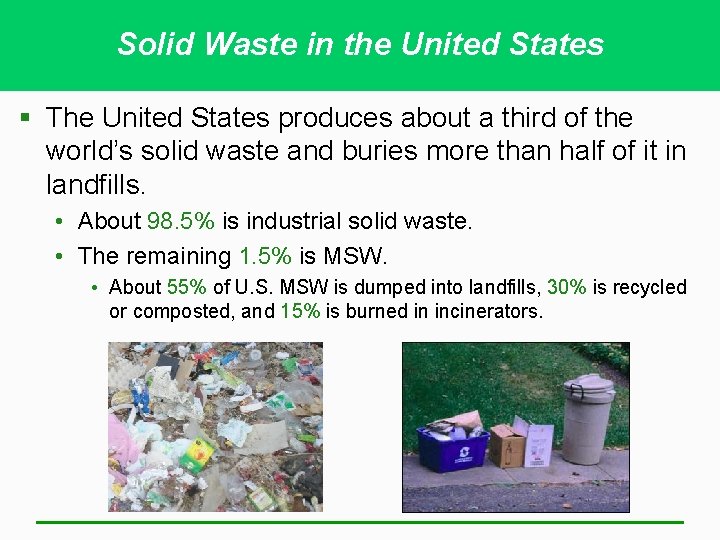 Solid Waste in the United States § The United States produces about a third