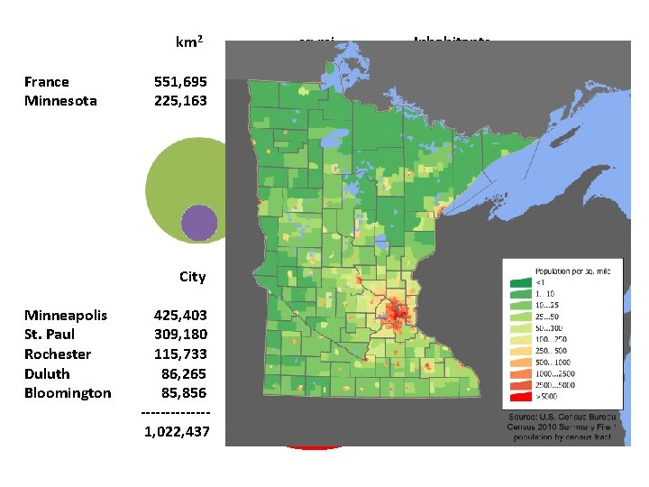 France Minnesota km 2 sq mi Inhabitants 551, 695 225, 163 213, 011 86, France Minnesota km 2 sq mi Inhabitants 551, 695 225, 163 213, 011 86,