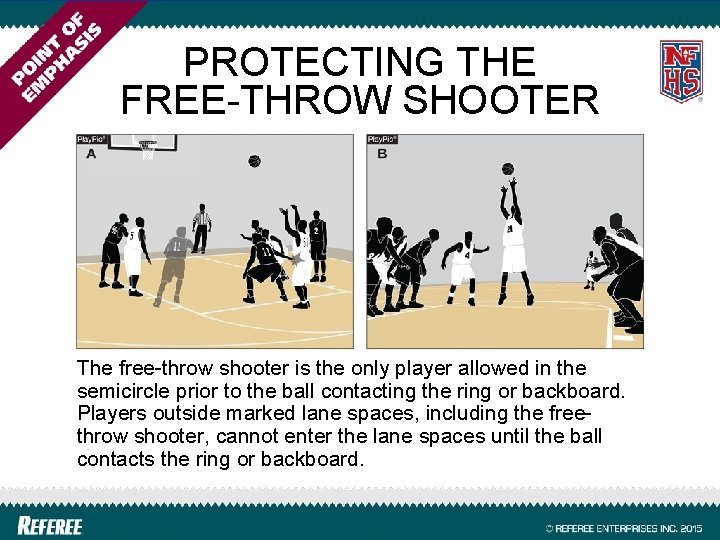 PROTECTING THE FREE-THROW SHOOTER The free-throw shooter is the only player allowed in the