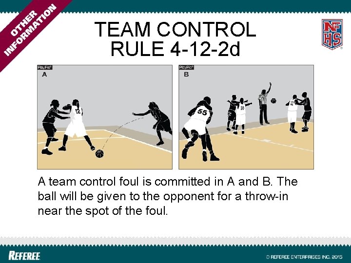 TEAM CONTROL RULE 4 -12 -2 d A team control foul is committed in