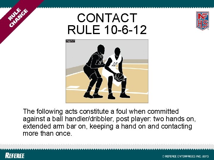 CONTACT RULE 10 -6 -12 The following acts constitute a foul when committed against