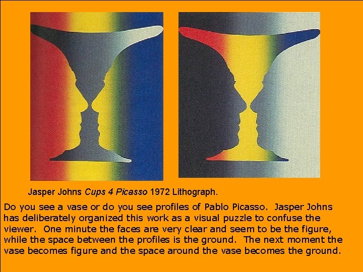 Jasper Johns Cups 4 Picasso 1972 Lithograph. Do you see a vase or do