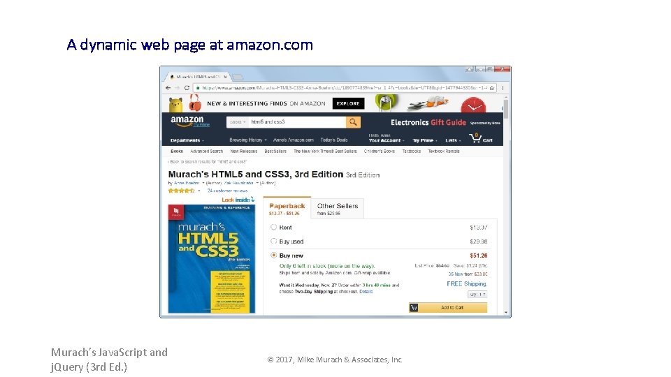 A dynamic web page at amazon. com Murach's Java. Script and j. Query (3