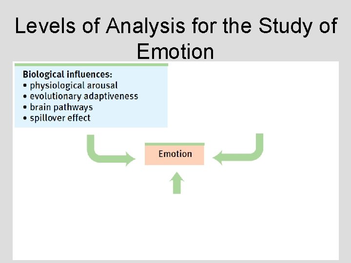 Levels of Analysis for the Study of Emotion Levels of Analysis for the Study of Emotion