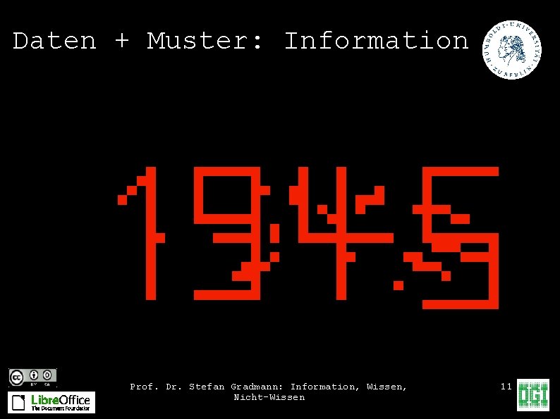 Daten + Muster: Information Prof. Dr. Stefan Gradmann: Information, Wissen, Nicht-Wissen 11 