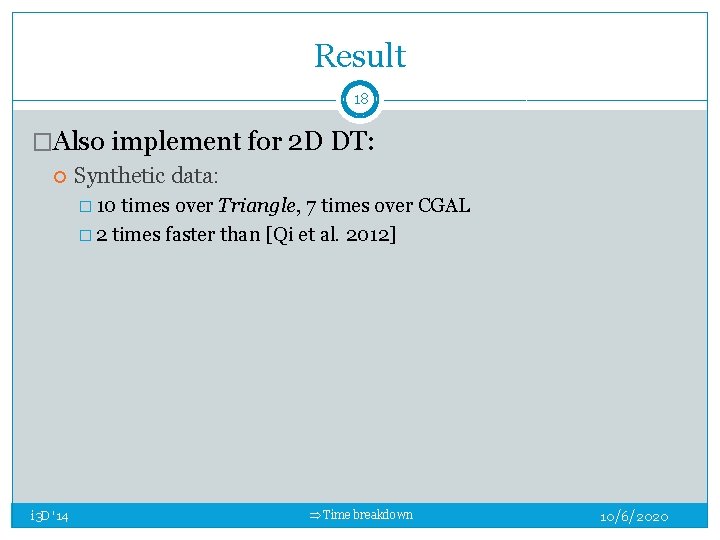 Result 18 �Also implement for 2 D DT: Synthetic data: � 10 times over Result 18 �Also implement for 2 D DT: Synthetic data: � 10 times over