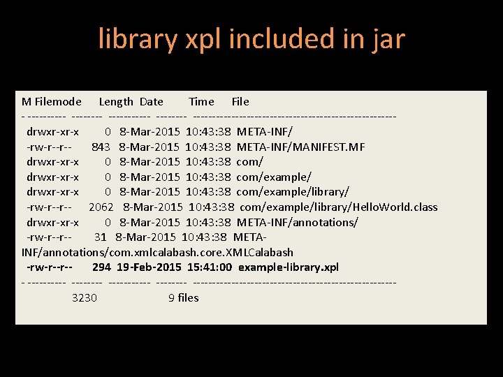 library xpl included in jar M Filemode Length Date Time File - ---------- ---------------------------drwxr-xr-x