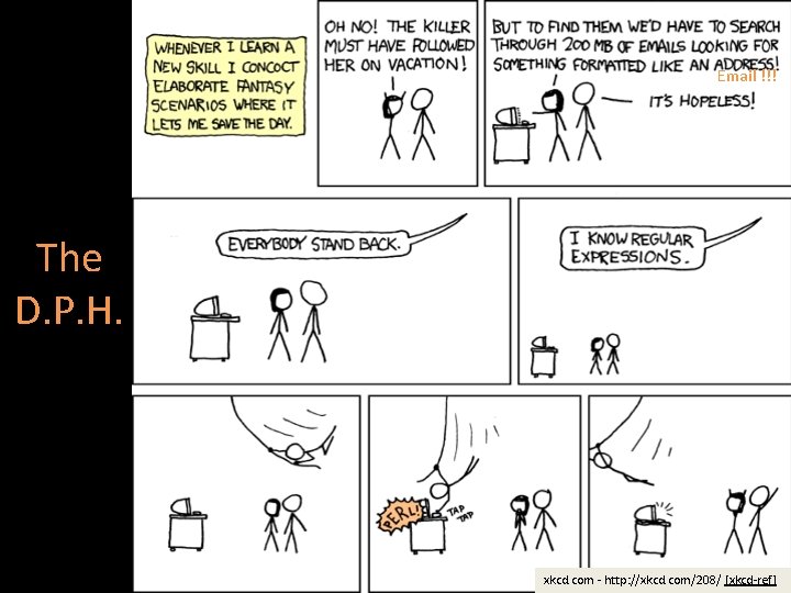 Email !!! The D. P. H. xkcd. com - http: //xkcd. com/208/ [xkcd-ref] 